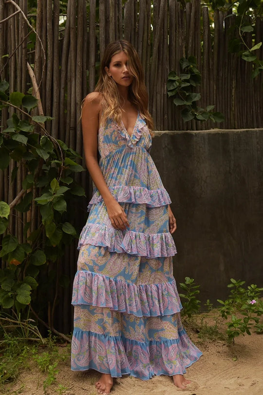 Load image into Gallery viewer, Yolanda Long Dress Blue - ONE SIZE - Dress
