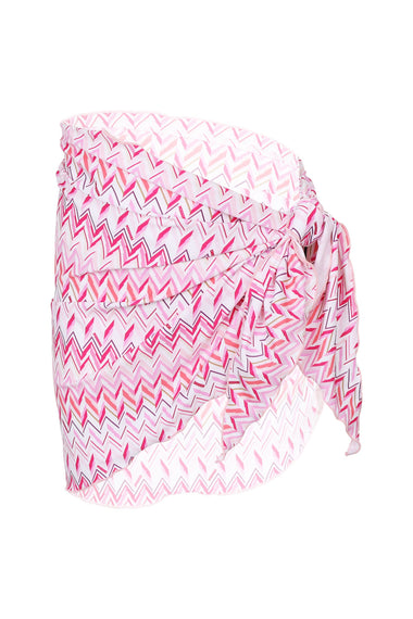 Girls Ivory White Zigzag Pattern Sarong