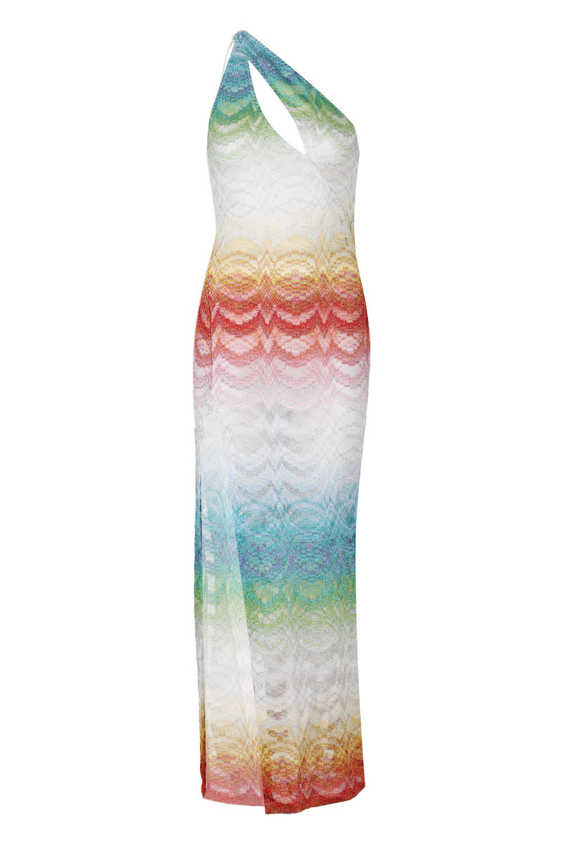 Asymmetric Cover-up Dress in Shaded Lame Viscose Multicolor