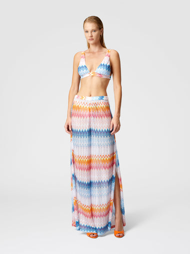 Classic Trousers In a Viscose Blend Zig Zag Lame Shaded Fucsia/Blue