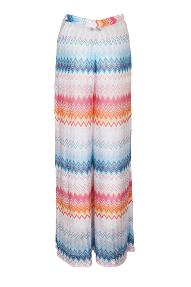 Classic Trousers In a Viscose Blend Zig Zag Lame Shaded Fucsia/Blue