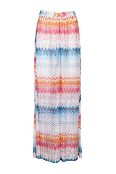 Classic Trousers In a Viscose Blend Zig Zag Lame Shaded Fucsia/Blue