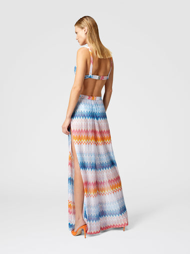 Classic Trousers In a Viscose Blend Zig Zag Lame Shaded Fucsia/Blue
