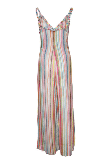 Long Cover-up in Viscose with Zigzag Pattern Multicolor