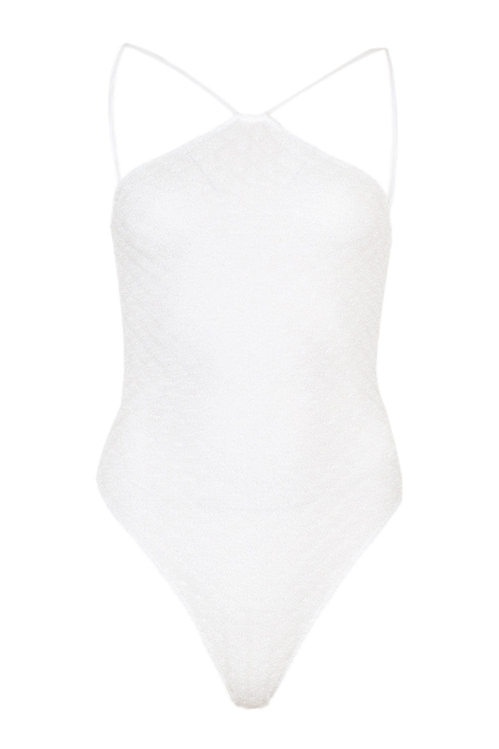 Load image into Gallery viewer, One Piece Swimsuit in Lame Halterneck White
