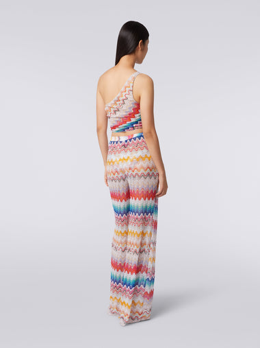 On Shoulder Crop Top Multicolored White Base