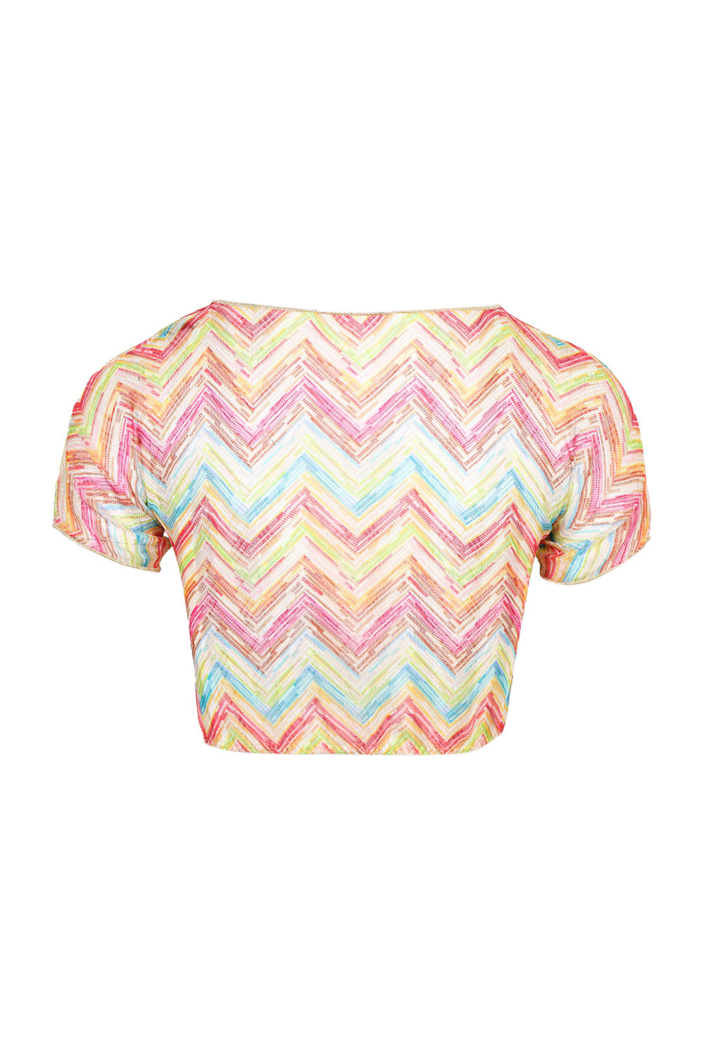 Load image into Gallery viewer, Printed Tulle Crop Top Multi Tetris/Micro Chevron
