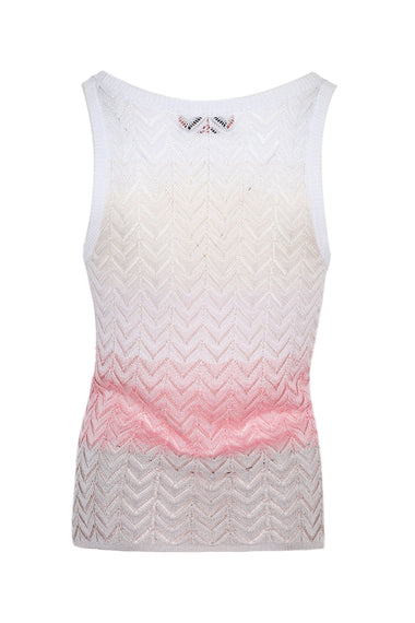 Shaded Chevron Viscose Tank Top Beige/Pink/Creamy