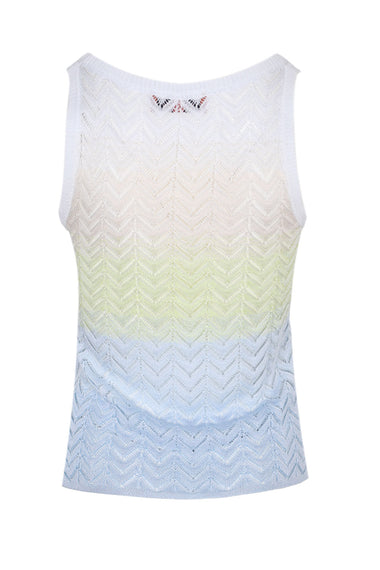 Shaded Chevron Viscose Tank Top Lightblue/Limegreen/Creamy