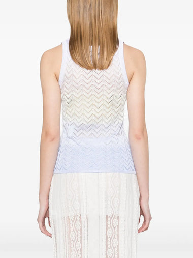 Shaded Chevron Viscose Tank Top Lightblue/Limegreen/Creamy