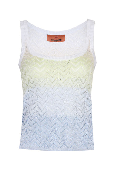Shaded Chevron Viscose Tank Top Lightblue/Limegreen/Creamy