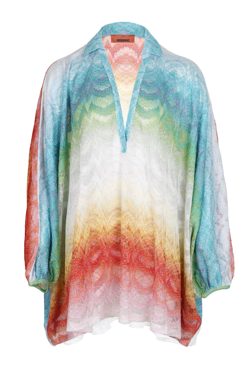 Short Caftan Cover-up in Shaded Lame Viscose Multicolor
