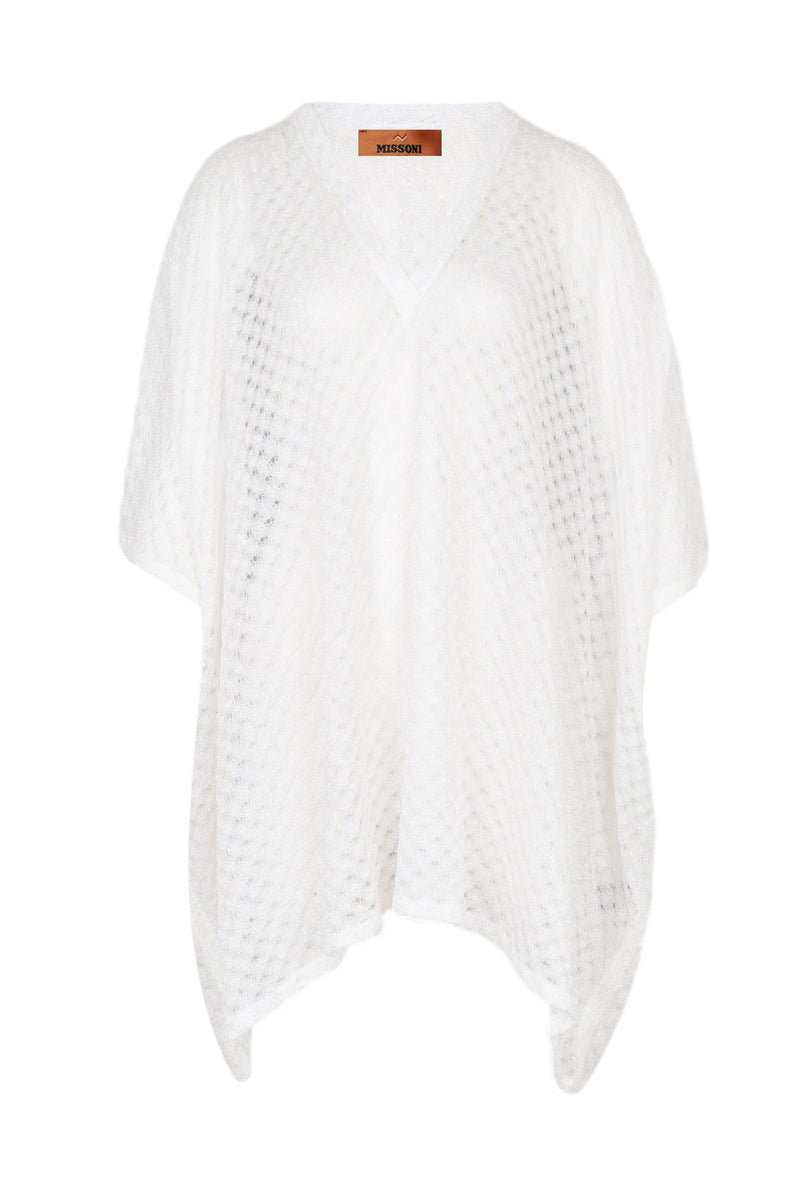 Short Caftan Cover-up in Lame Viscose with Raschel Workmanship