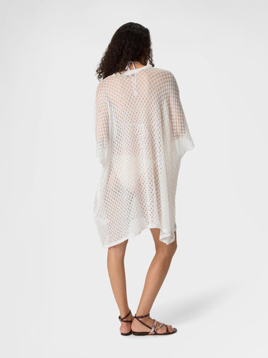 Short Caftan Cover-up in Lame Viscose with Raschel Workmanship