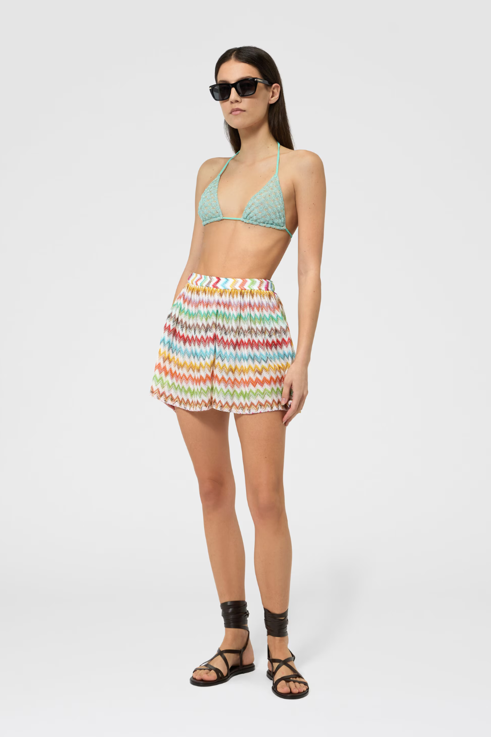 Load image into Gallery viewer, Shorts in Viscose Lame with Micro Zig Zag Motif
