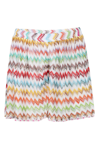 Shorts in Viscose Lame with Micro Zig Zag Motif