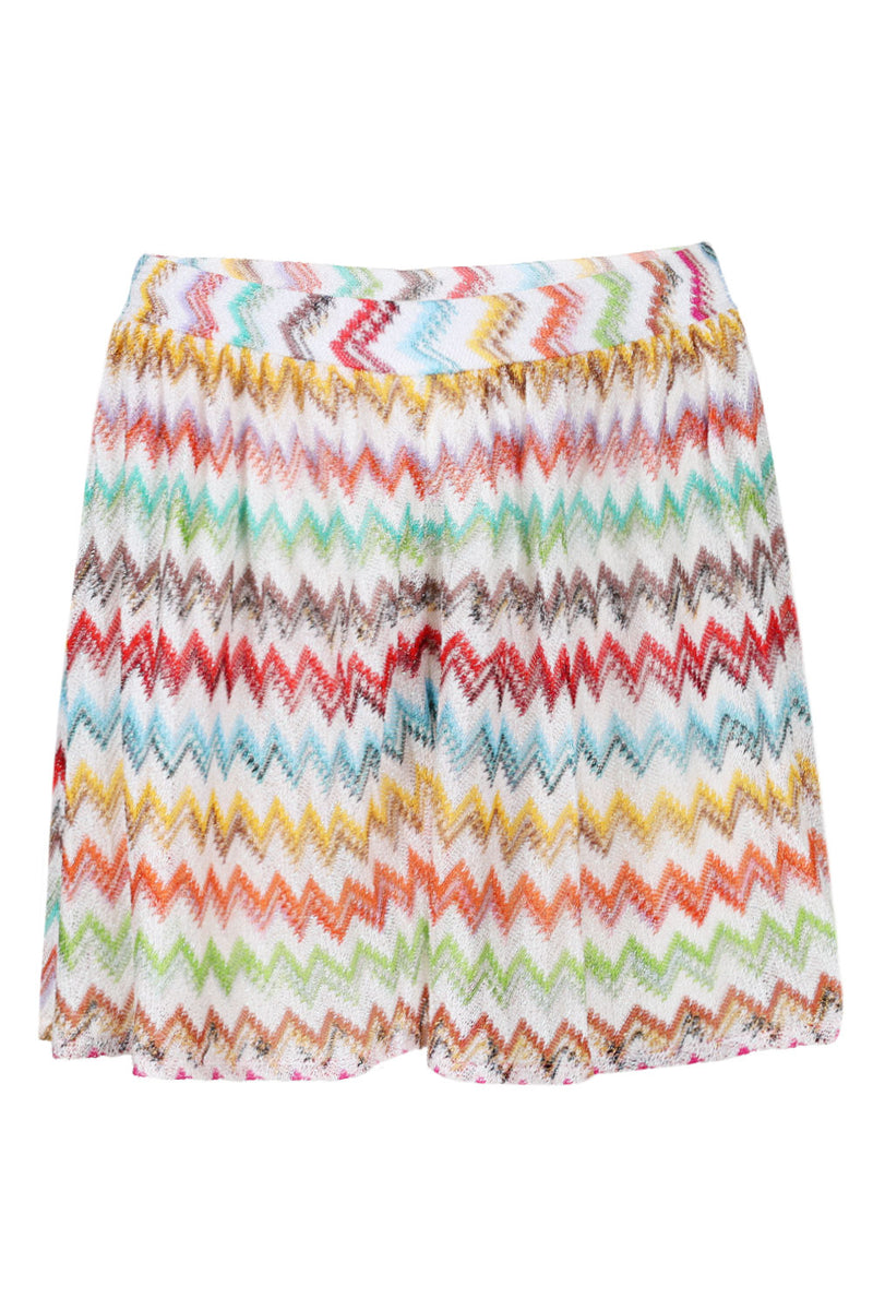 Shorts in Viscose Lame with Micro Zig Zag Motif