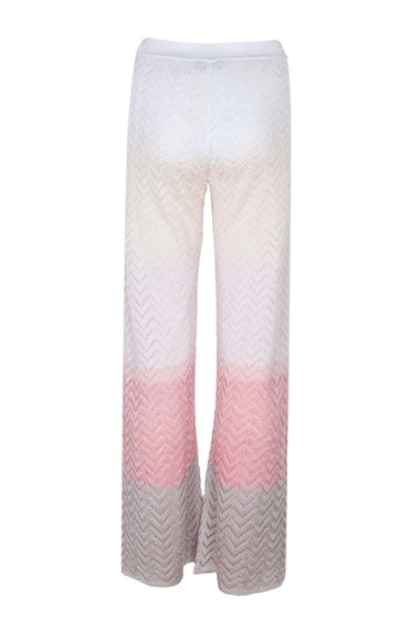 Straight Trousers In Gradient Chevron Viscose Beige/Pink/Creamy