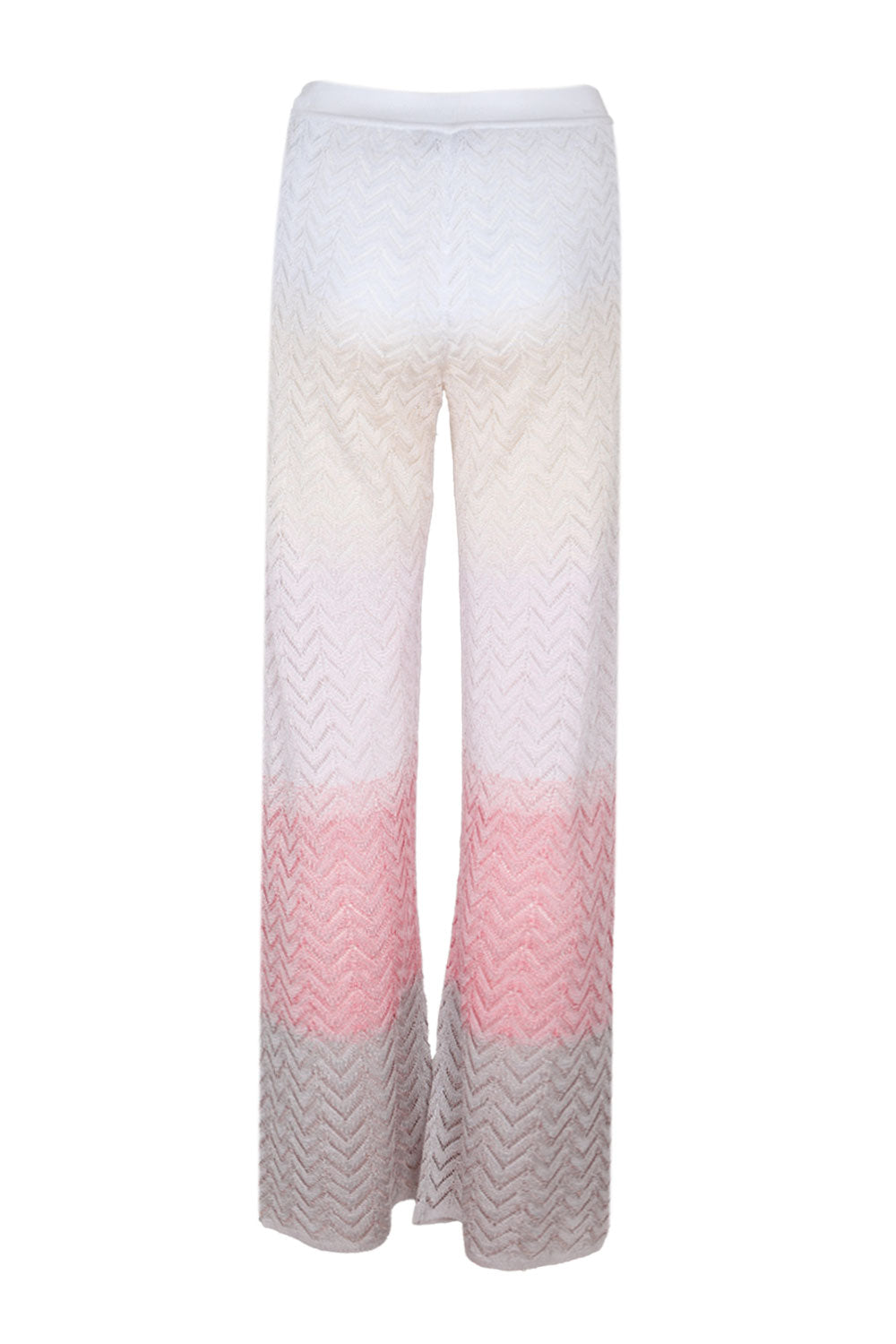 Load image into Gallery viewer, Straight Trousers In Gradient Chevron Viscose Beige/Pink/Creamy
