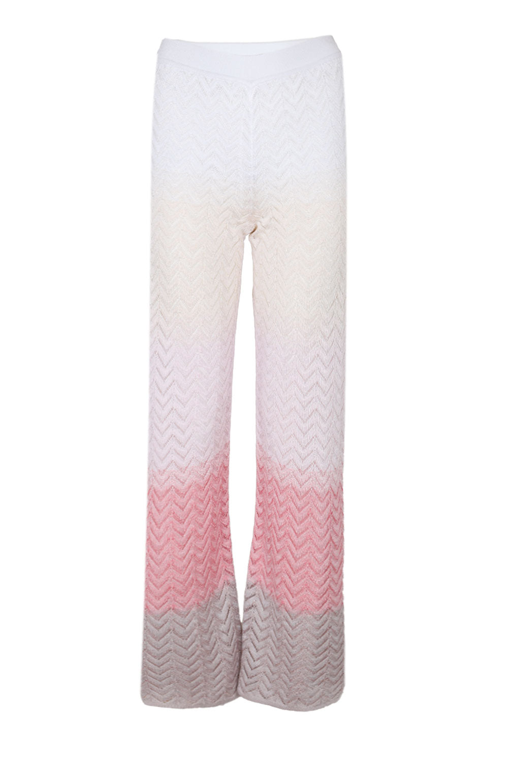 Load image into Gallery viewer, Straight Trousers In Gradient Chevron Viscose Beige/Pink/Creamy
