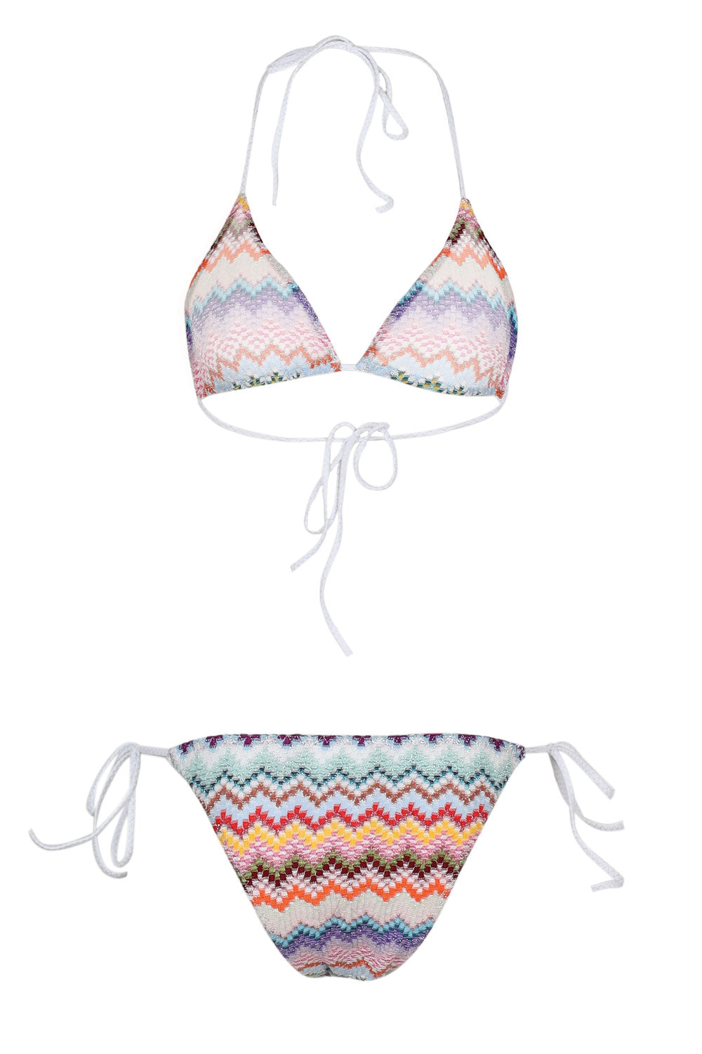 Load image into Gallery viewer, Triangle Bikini in Lamé Viscose with Pixel-effect Zigzag Pattern

