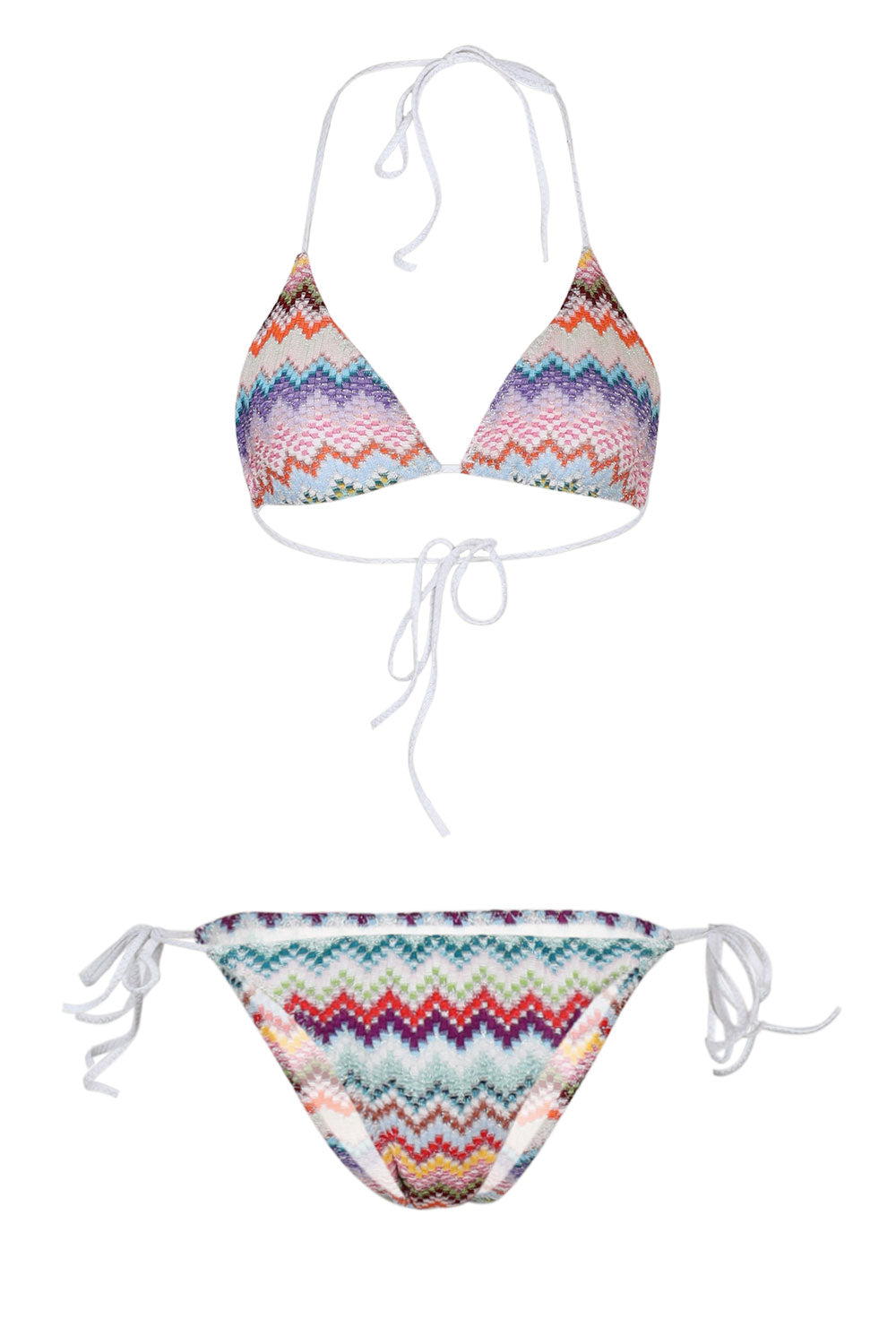 Load image into Gallery viewer, Triangle Bikini in Lamé Viscose with Pixel-effect Zigzag Pattern

