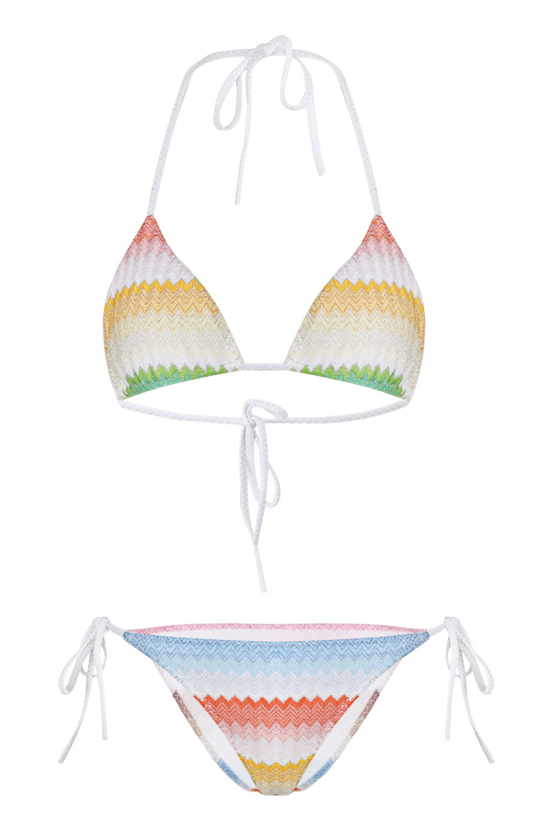 Triangle Bikini with Degrade Zig Zag Motif Multicolor
