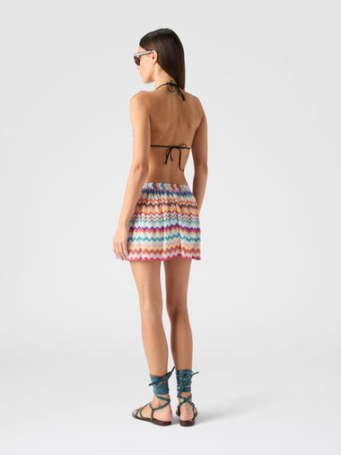 Viscose Lame Shorts with Pixelated Zigzag Motif Multicolour