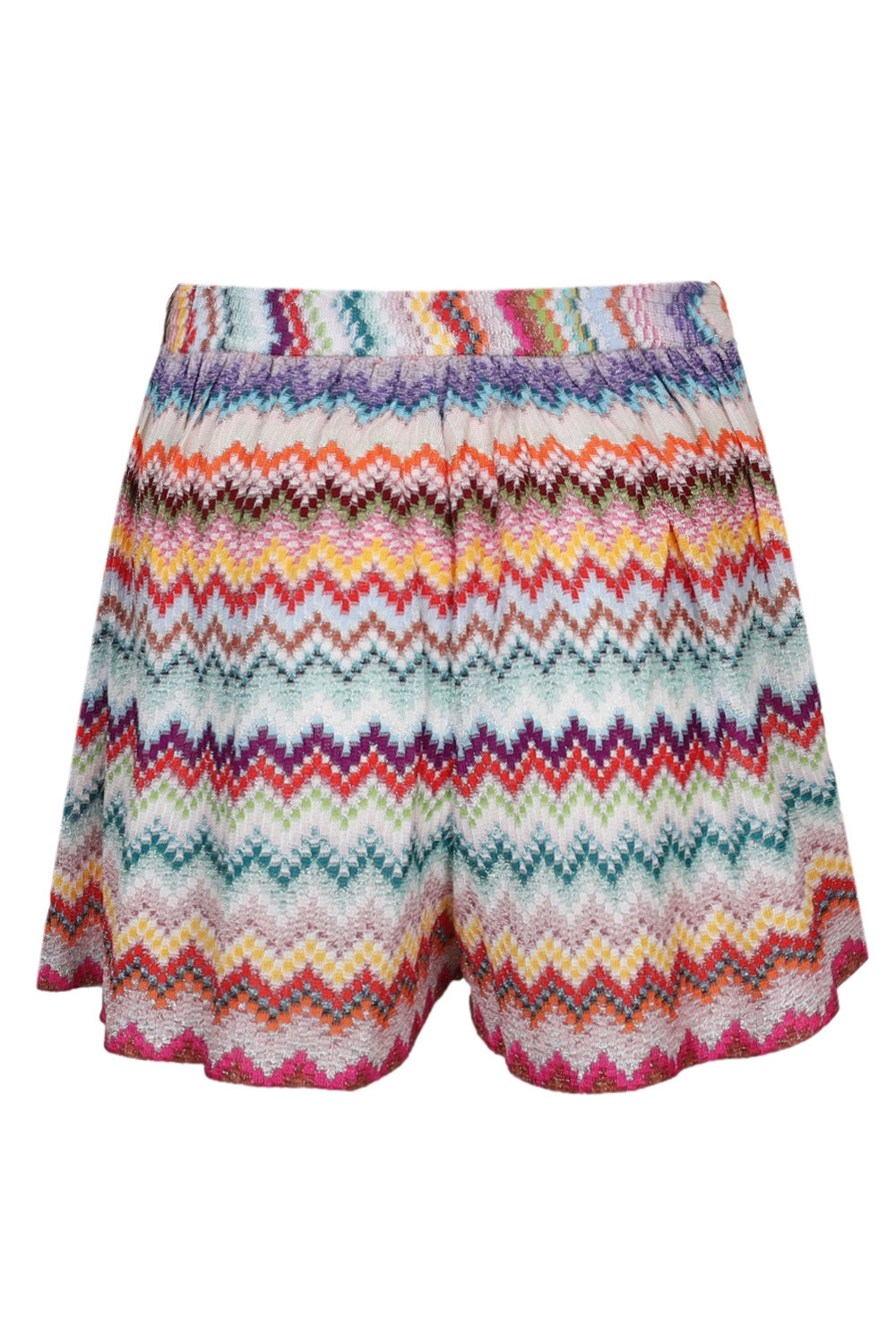 Load image into Gallery viewer, Viscose Lame Shorts with Pixelated Zigzag Motif Multicolour
