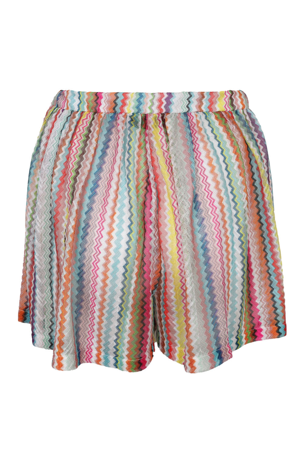 Load image into Gallery viewer, Viscose Lamé Shorts with Zigzag Pattern Multicolor
