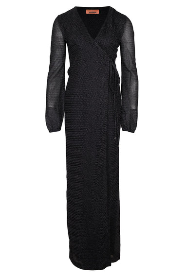 Wrap Around Long Dress In Black