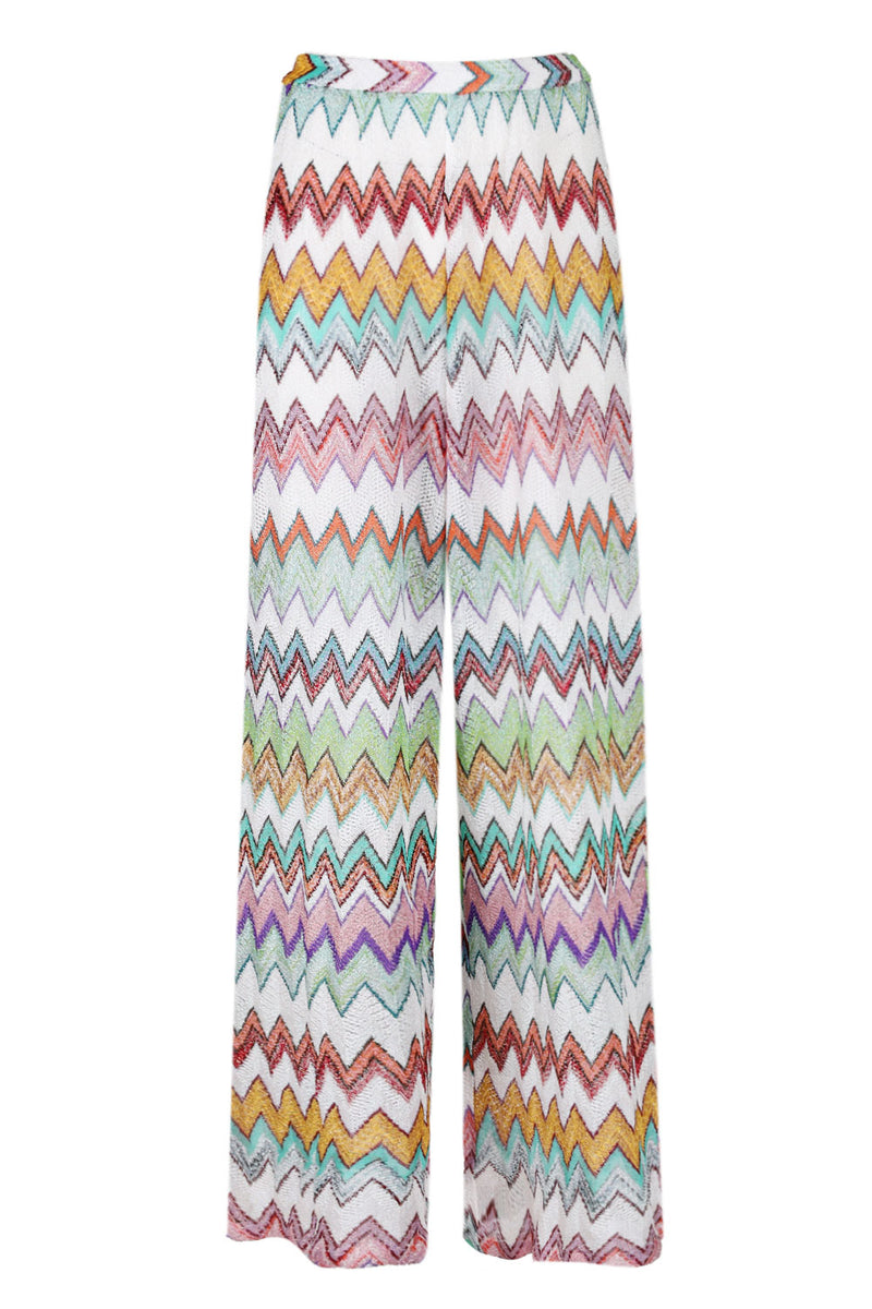 Zig Zag Lame Flared Pants Multicolor Chevron