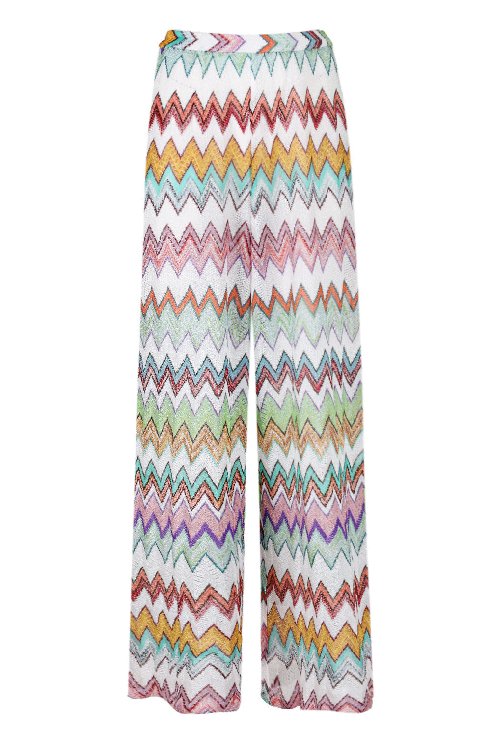 Load image into Gallery viewer, Zig Zag Lame Flared Pants Multicolor Chevron
