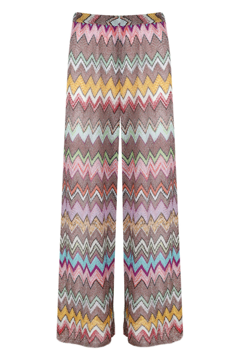 Zig Zag Lame Flared Pants Multicolor Dark Base