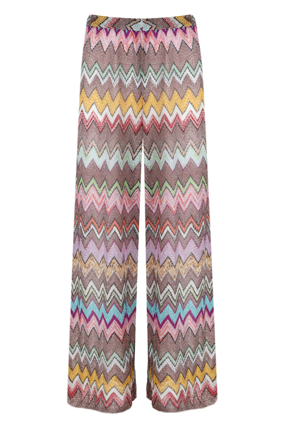 Load image into Gallery viewer, Zig Zag Lame Flared Pants Multicolor Dark Base
