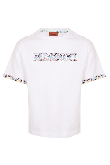 Boys Missoni Print Logo White T-shirt