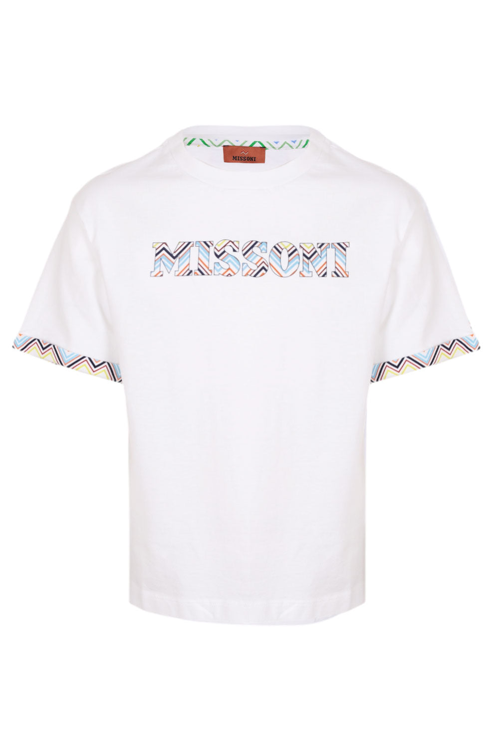 Load image into Gallery viewer, Boys Missoni Print Logo White T-shirt
