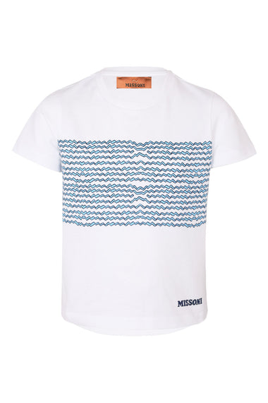 Boys White Azure Blue T-Shirt