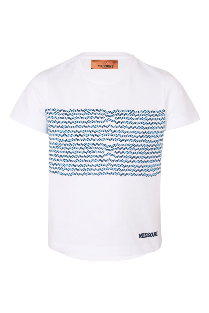Boys White Azure Blue T-Shirt