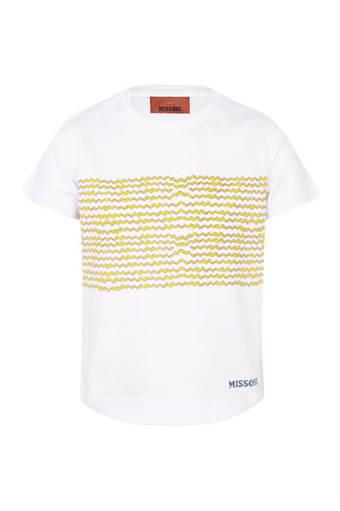 Boys White Azure Yellow T-Shirt