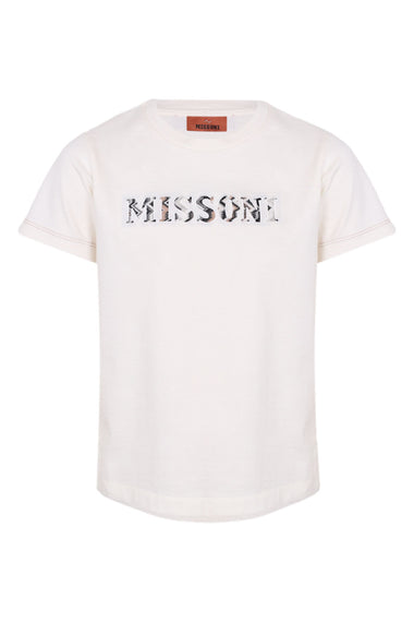 Boys Zigzag Logo Ivory Top