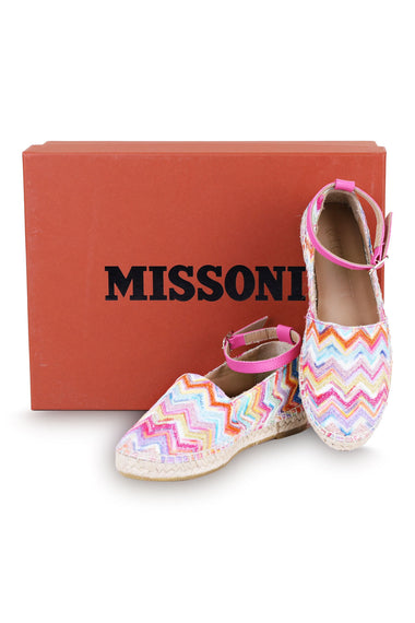 Girls Zigzag Pattern Ankle Strap Ballerinas