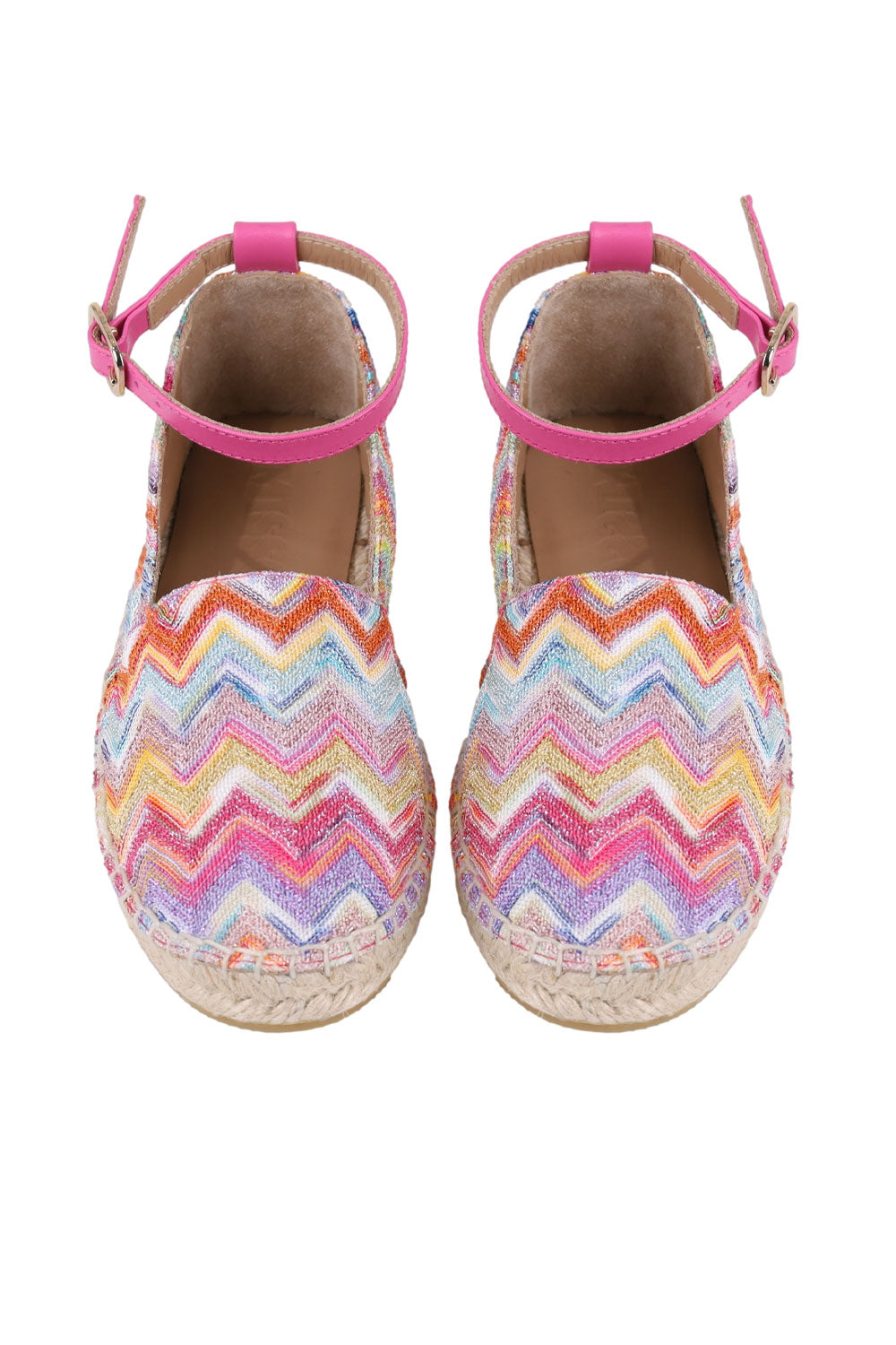 Load image into Gallery viewer, Girls Zigzag Pattern Ankle Strap Ballerinas
