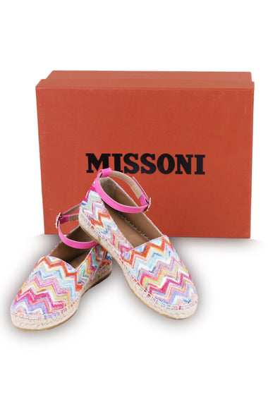 Girls Zigzag Pattern Ankle Strap Ballerinas