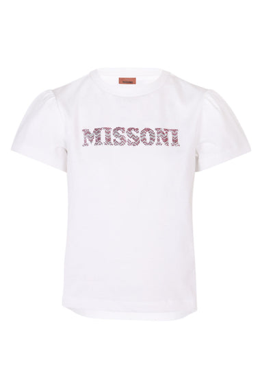 Girls Missoni Logo Print White Top