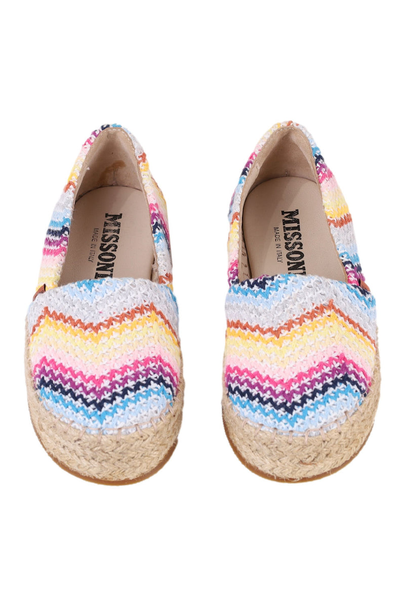 Girls Espadrilles in Multicolour Zig Zag Print