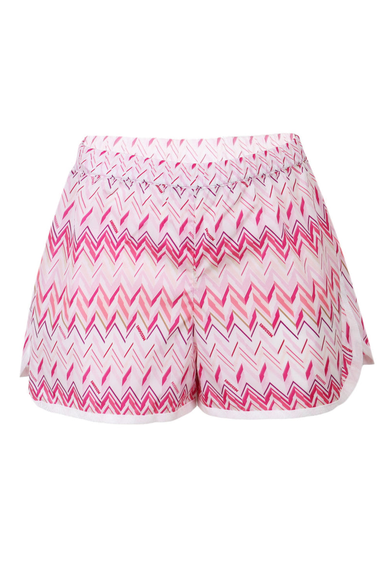 Girls Fuchsia Ivory Zig Zag Pattern Shorts