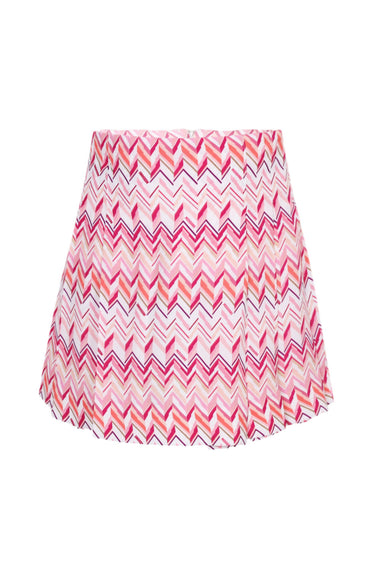 Girls Ivory Fuchsia Zigzag Skirt