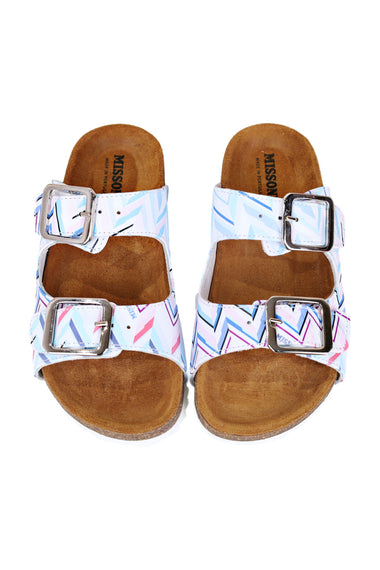 Girls Zigzag Light Blue and Pink Sliders