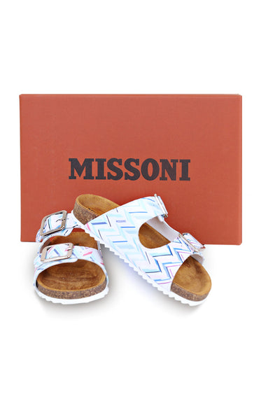 Girls Zigzag Light Blue and Pink Sliders